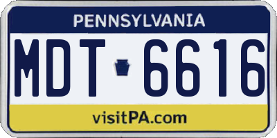 PA license plate MDT6616