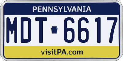 PA license plate MDT6617