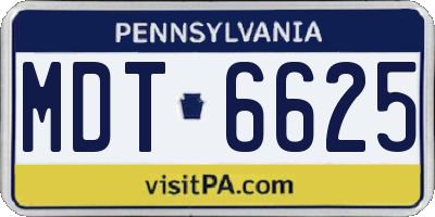 PA license plate MDT6625