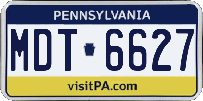 PA license plate MDT6627