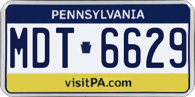 PA license plate MDT6629