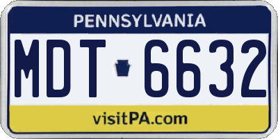 PA license plate MDT6632