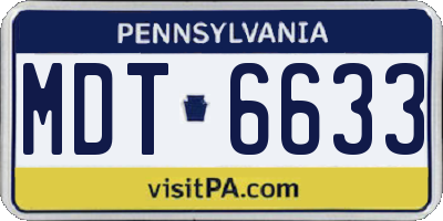 PA license plate MDT6633