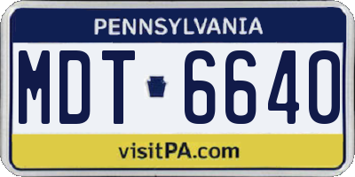 PA license plate MDT6640