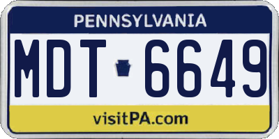 PA license plate MDT6649