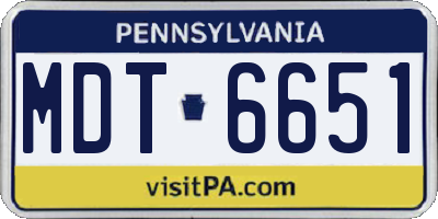 PA license plate MDT6651