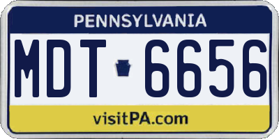PA license plate MDT6656