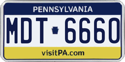PA license plate MDT6660