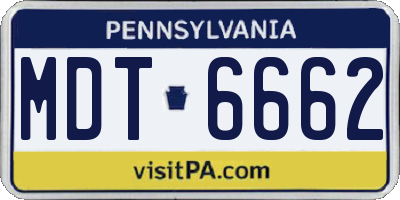 PA license plate MDT6662