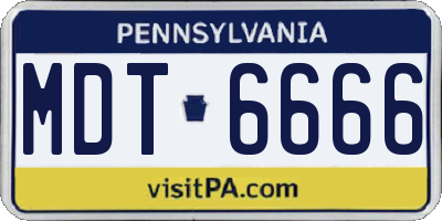 PA license plate MDT6666