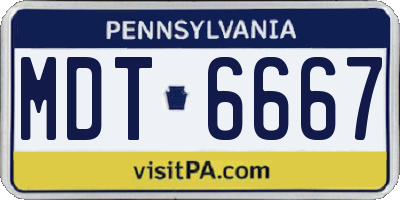 PA license plate MDT6667