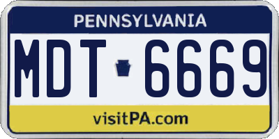 PA license plate MDT6669
