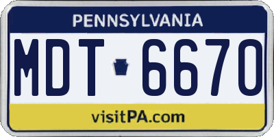 PA license plate MDT6670