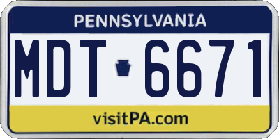 PA license plate MDT6671
