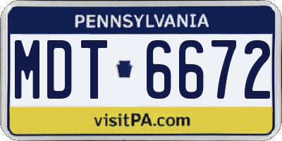 PA license plate MDT6672