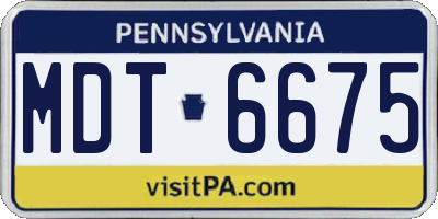 PA license plate MDT6675