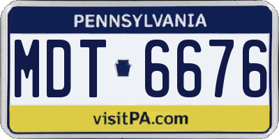 PA license plate MDT6676