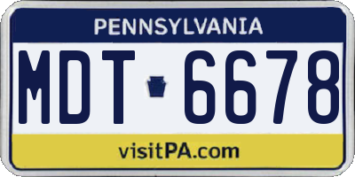 PA license plate MDT6678