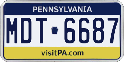 PA license plate MDT6687