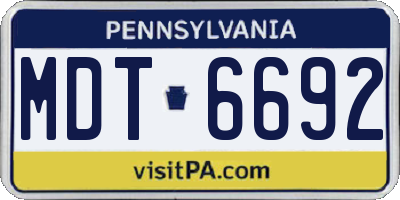 PA license plate MDT6692