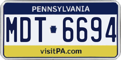 PA license plate MDT6694