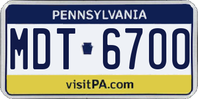 PA license plate MDT6700