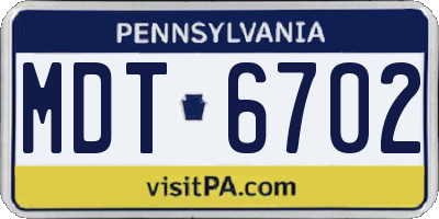 PA license plate MDT6702