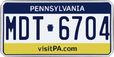 PA license plate MDT6704