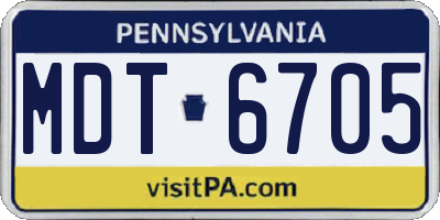 PA license plate MDT6705