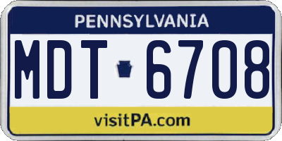PA license plate MDT6708