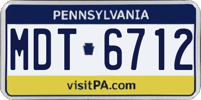 PA license plate MDT6712