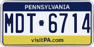 PA license plate MDT6714