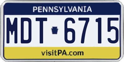 PA license plate MDT6715