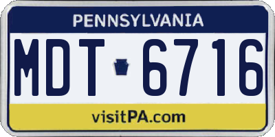 PA license plate MDT6716