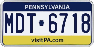 PA license plate MDT6718