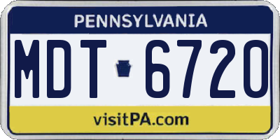 PA license plate MDT6720