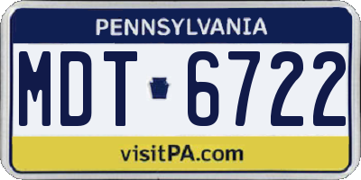 PA license plate MDT6722
