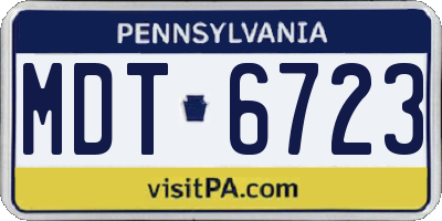 PA license plate MDT6723
