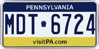 PA license plate MDT6724