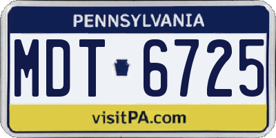 PA license plate MDT6725