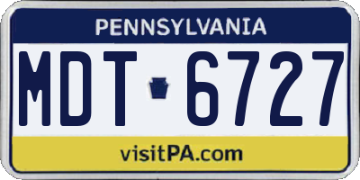 PA license plate MDT6727
