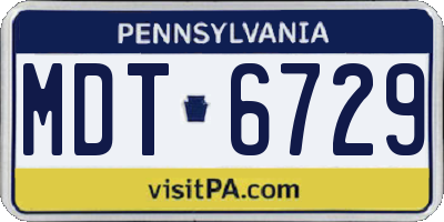 PA license plate MDT6729