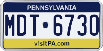 PA license plate MDT6730
