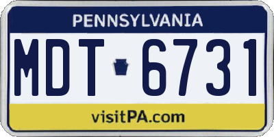 PA license plate MDT6731