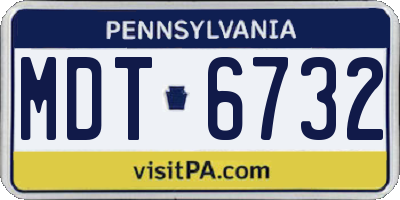 PA license plate MDT6732