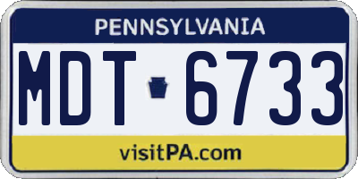 PA license plate MDT6733