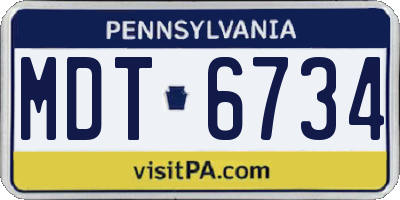 PA license plate MDT6734
