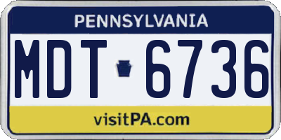 PA license plate MDT6736