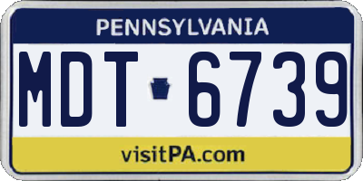 PA license plate MDT6739