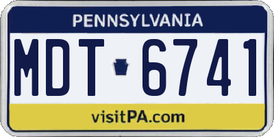 PA license plate MDT6741